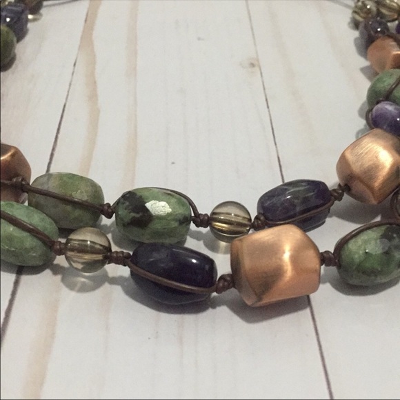 Sale! Leather beaded necklace - Picture 3 of 7